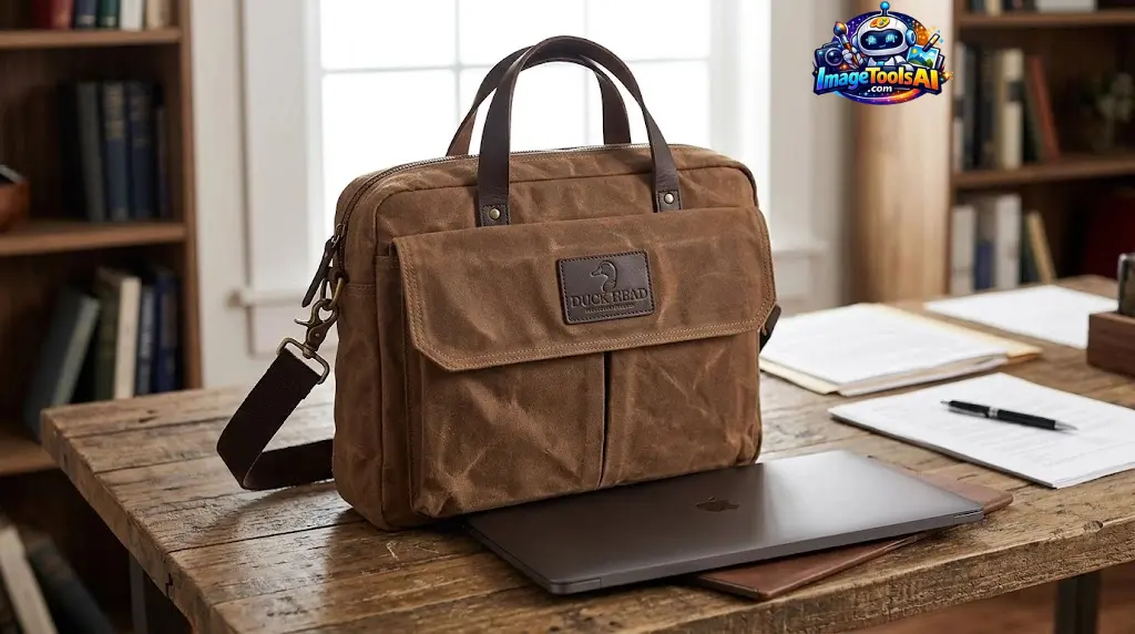 duck head men's waxed canvas laptop bag